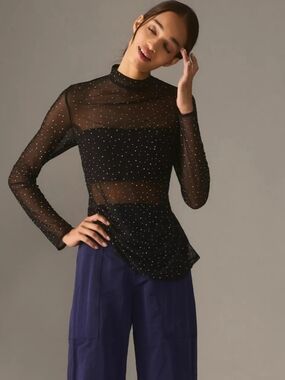 Anthropologie Eva Franco Starlight Long-Sleeve Sheer Tunic Sz Small